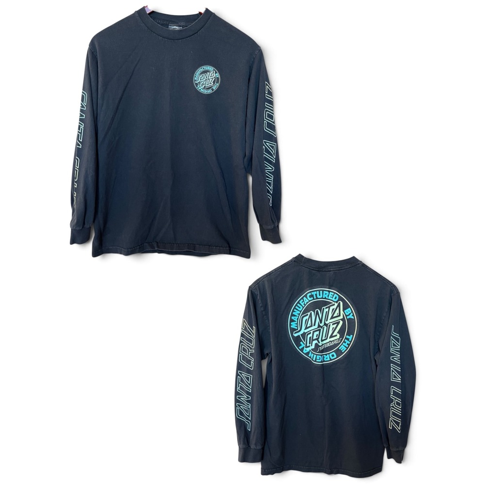 Santa Cruz Skateboards Long Sleeve Graphic Tee Black Teal Mens Small M10167-184